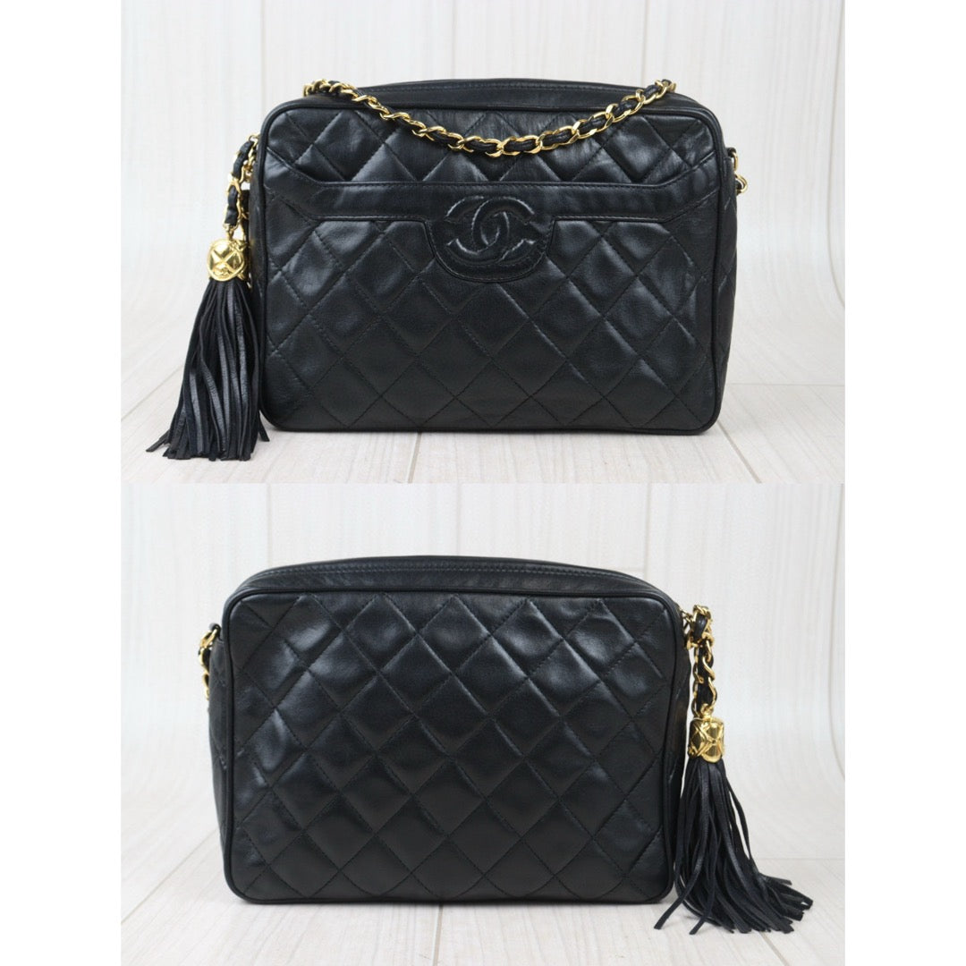 Good ( Rank AB)｜ CHANEL Lamb Skin Camera Bag Shoulder Bag Black  Made in 1991-1994Year ｜P24083002