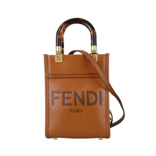 Include Entrupy Certificate of Authenticity｜Good ( Rank AB)｜ FENDI Mini Sunshine Shopper Hand Bag Shoulder Bag Brown｜S26090715