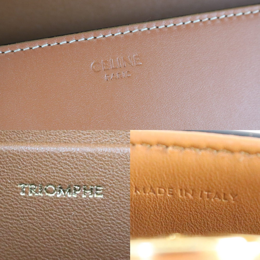 Very Good ( Rank A)｜CELINE Calf Leather Triomphe Caramel Shoulder Bag Golden Hardware｜S25112908