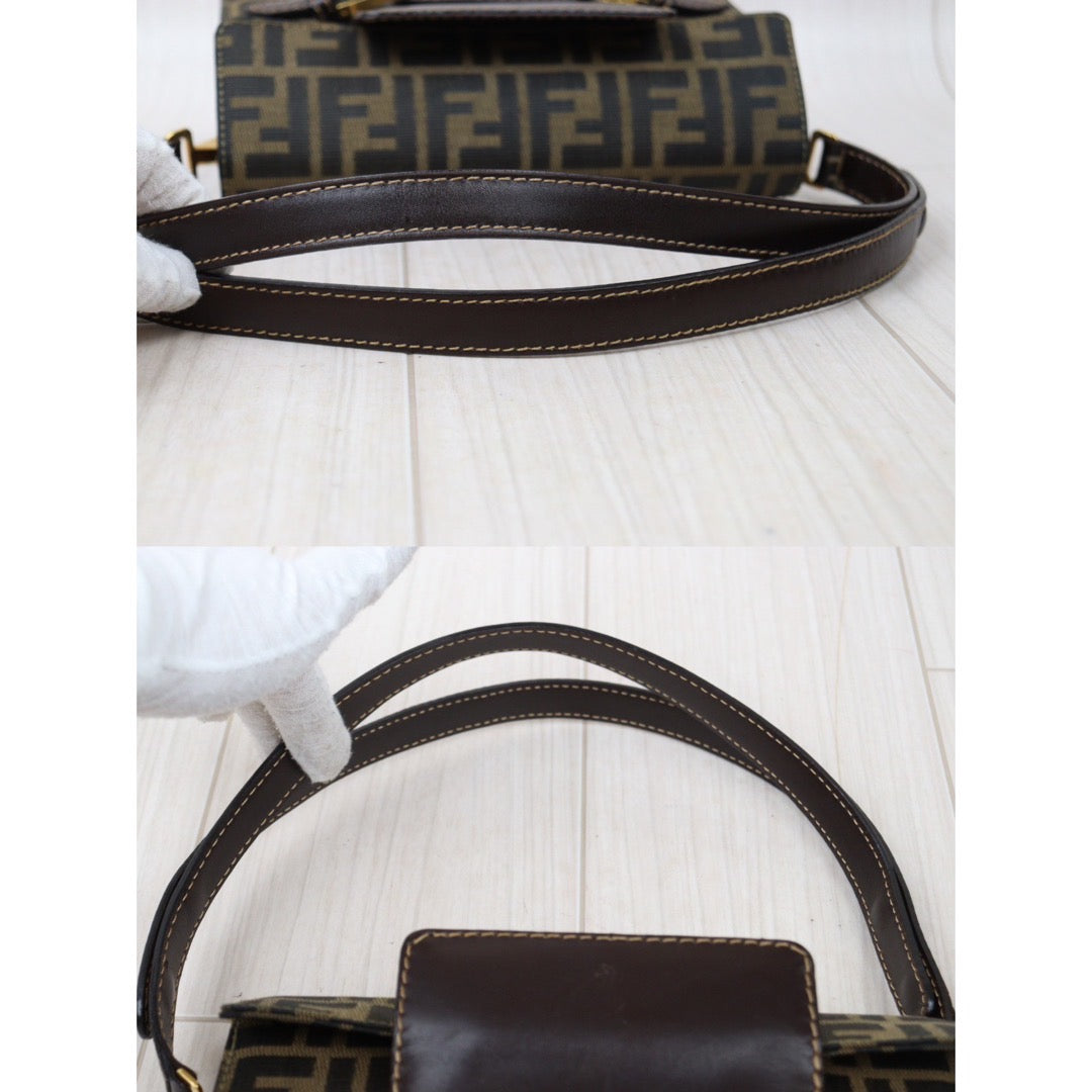 Rank A｜ FENDI Zucca Mamma Shoulder Bag Gold Hardware｜24052704