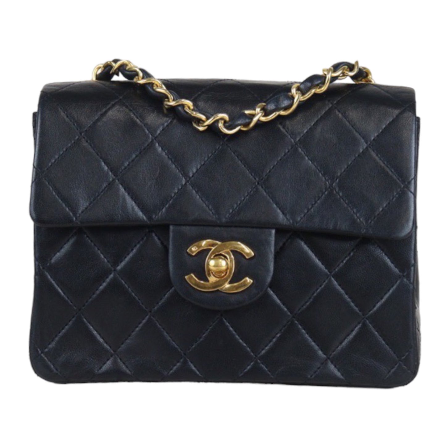 Rank AB ｜ CHANEL Black Lanbskin Square 17 Shoulder Bag Made In 1986～1988 Year ｜23091807