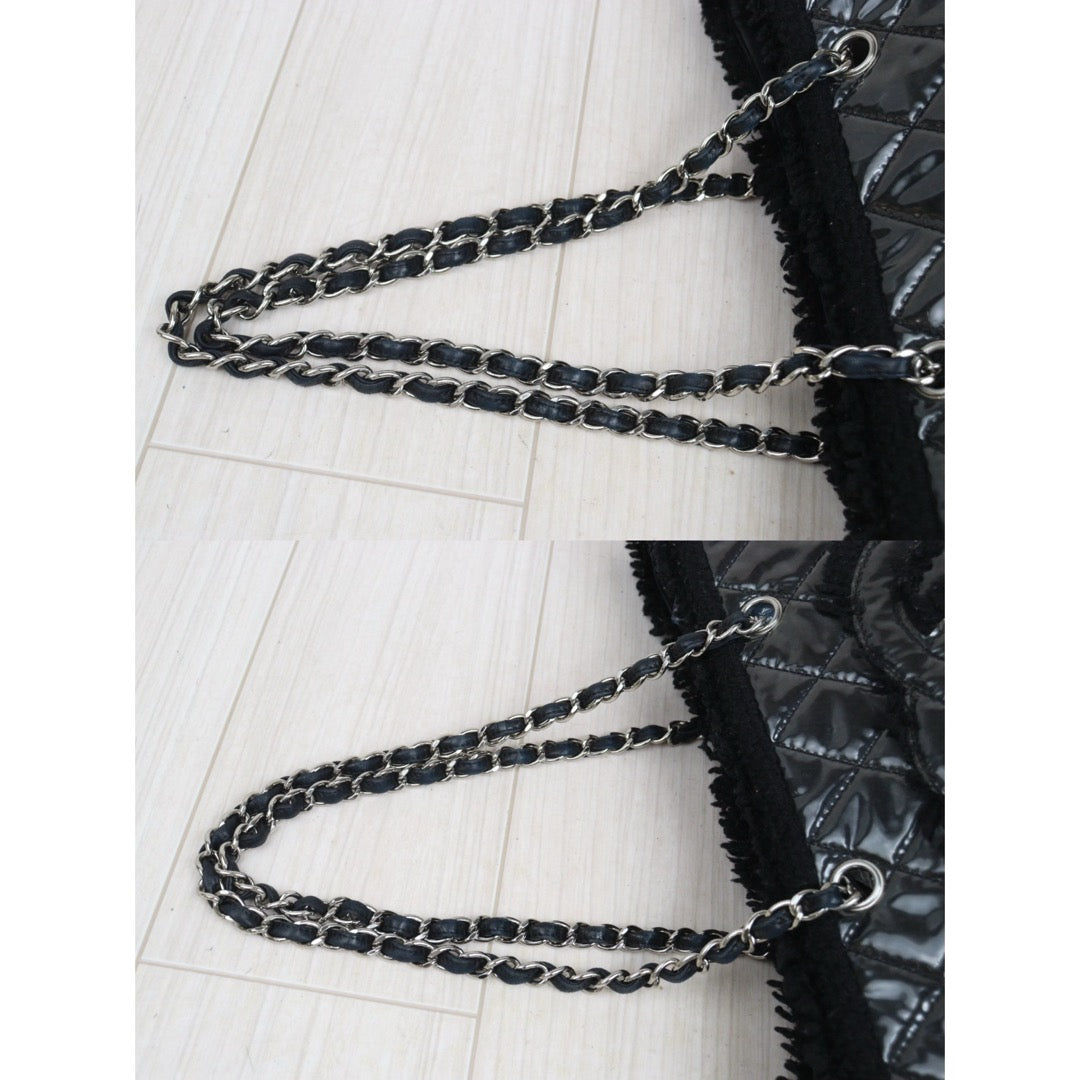 Good ( Rank AB)｜ CHANEL Matrasse Chain Plastics Tote Bag Black  Made In 2009-2010 Year｜25092612