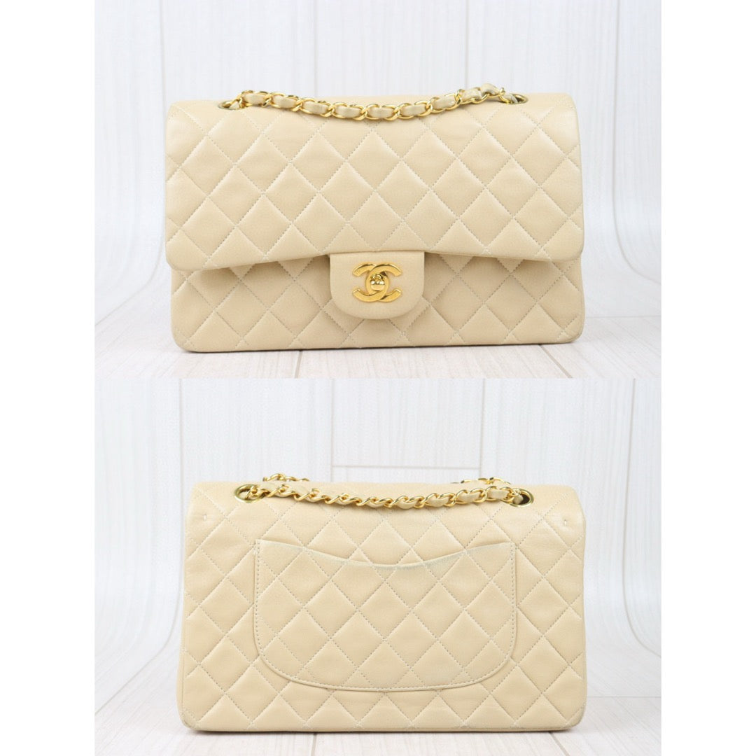 Good ( Rank AB)｜ CHANEL  Lamb Skin Beige Double Flap 25 Shoulder Bag Made in 1996-1997 Year ｜P24083012