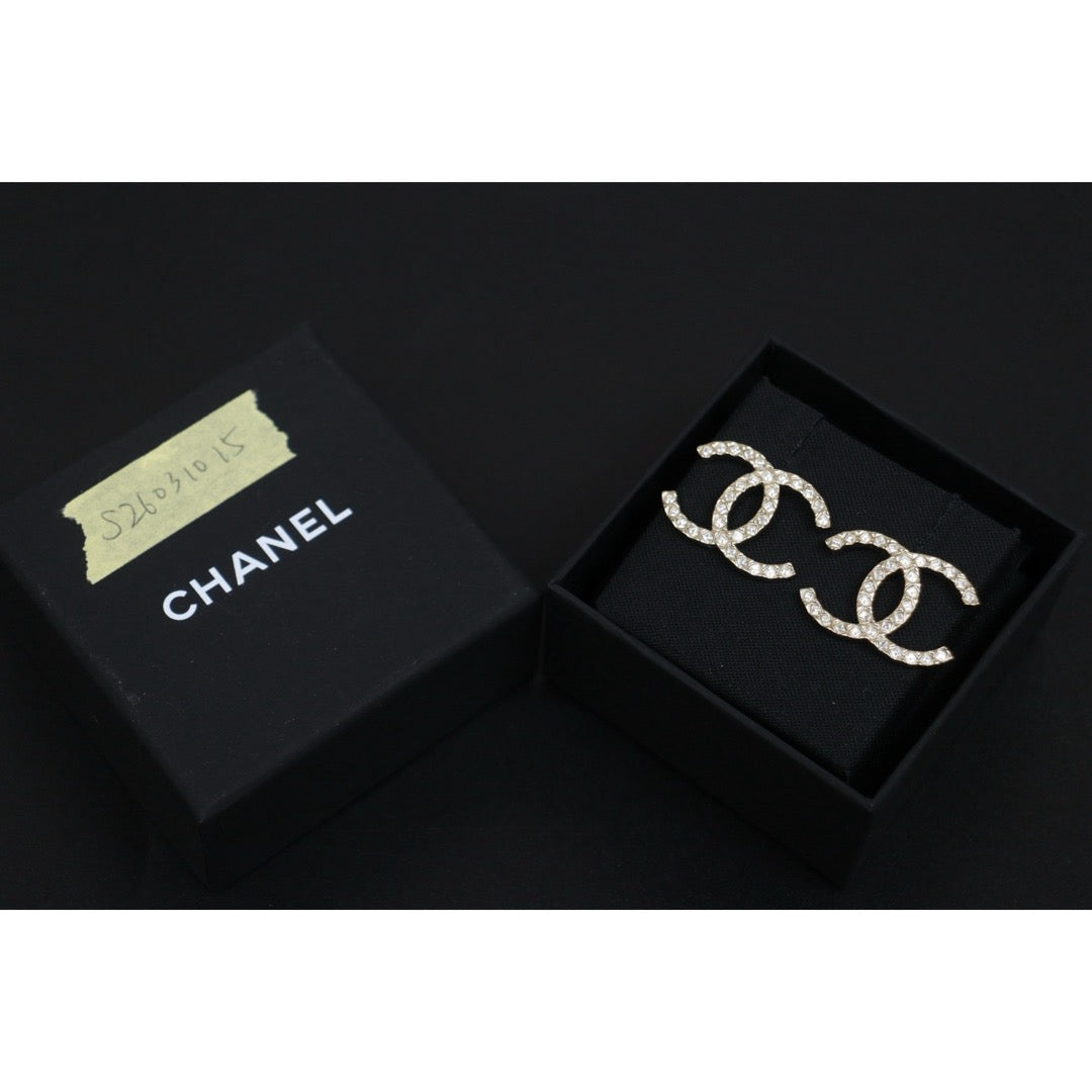 Include Authentic Detective Certificate of Authenticity｜Very Good ( Rank A) ｜CHANEL B20A COCO Mark Rhinestone Earrings Made In 2020Year｜S26031015