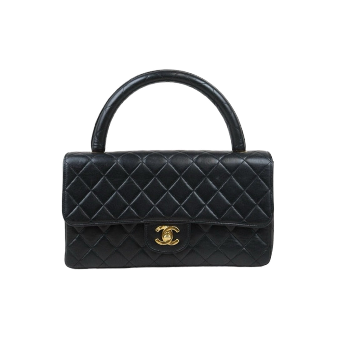 Good ( Rank AB)｜CHANEL Coco Handle Lamb Skin Handbag Black  Made In 1991-1994Year｜P24073008