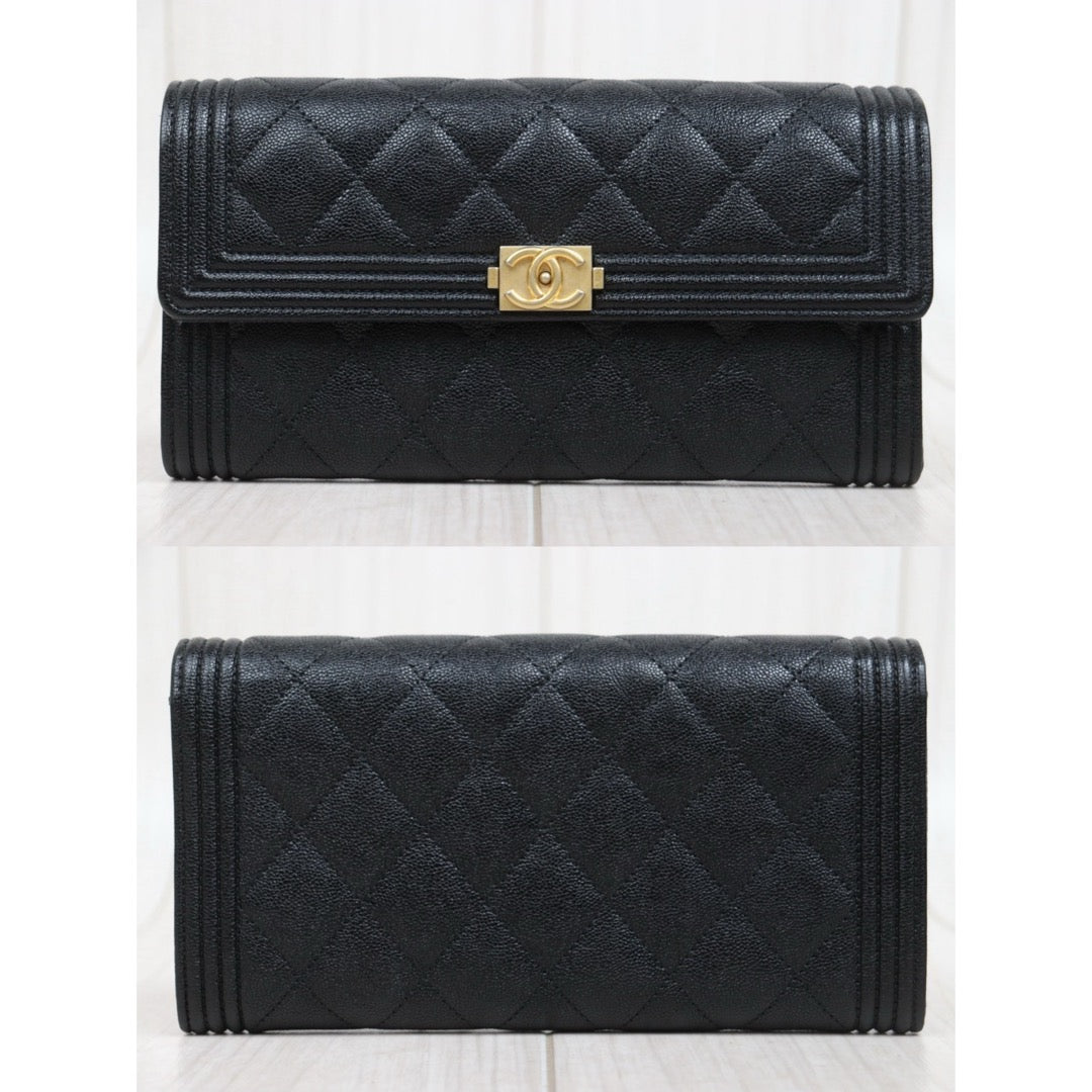 Very Good ( Rank A)｜CHANEL Leboy Caviar Skin Black Long Wallet Made In 2019Year｜25112809
