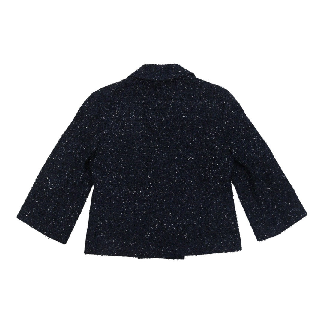 Very Good ( Rank A) ｜ CHANEL 12P Acrylic Embroidery Dark Blue Coat 38 Size｜W25102110
