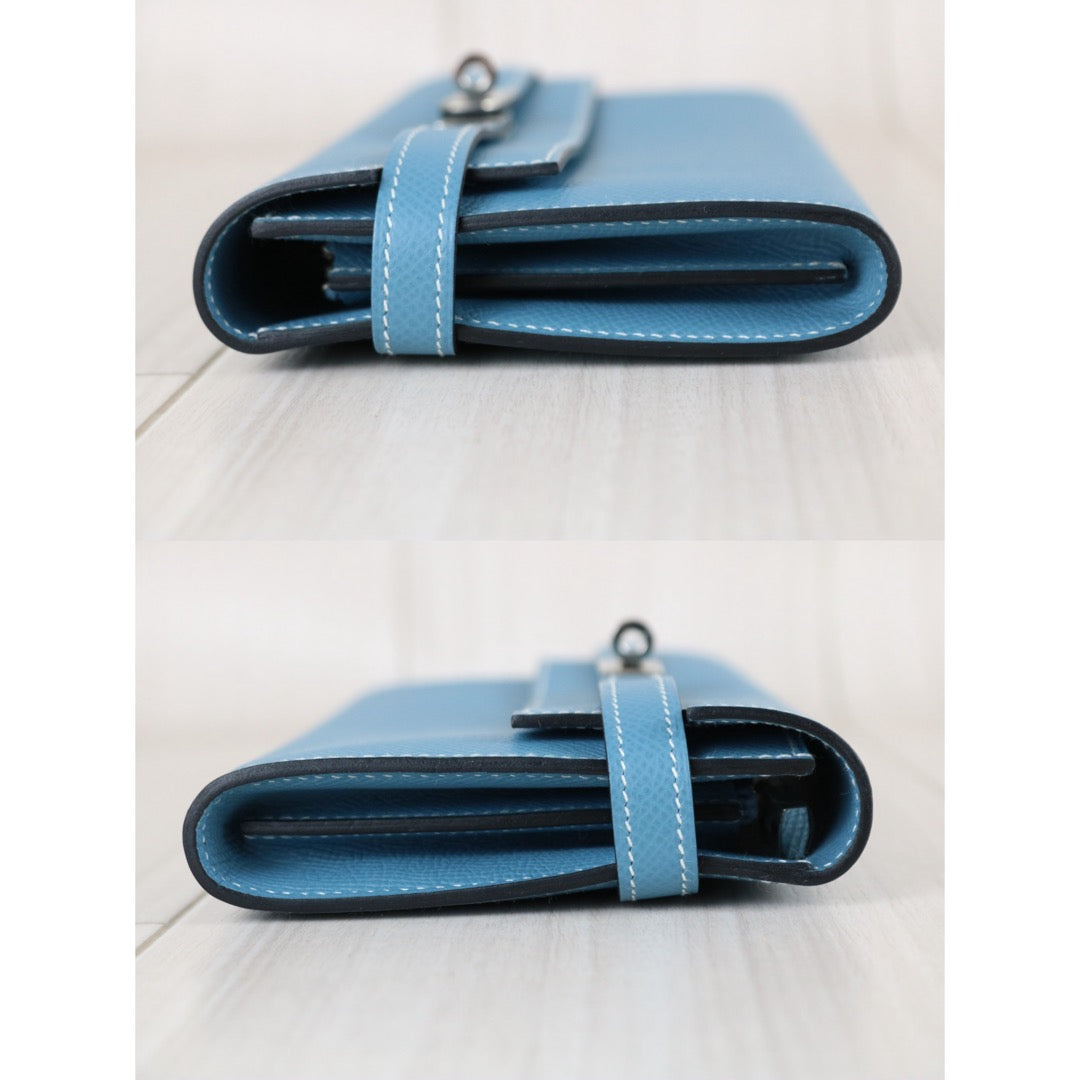 Excellent（Rank SA)｜ HERMES Epson Kelly Long Wallet Blue Jean □O Stamp Made In 2011Year｜X25121403