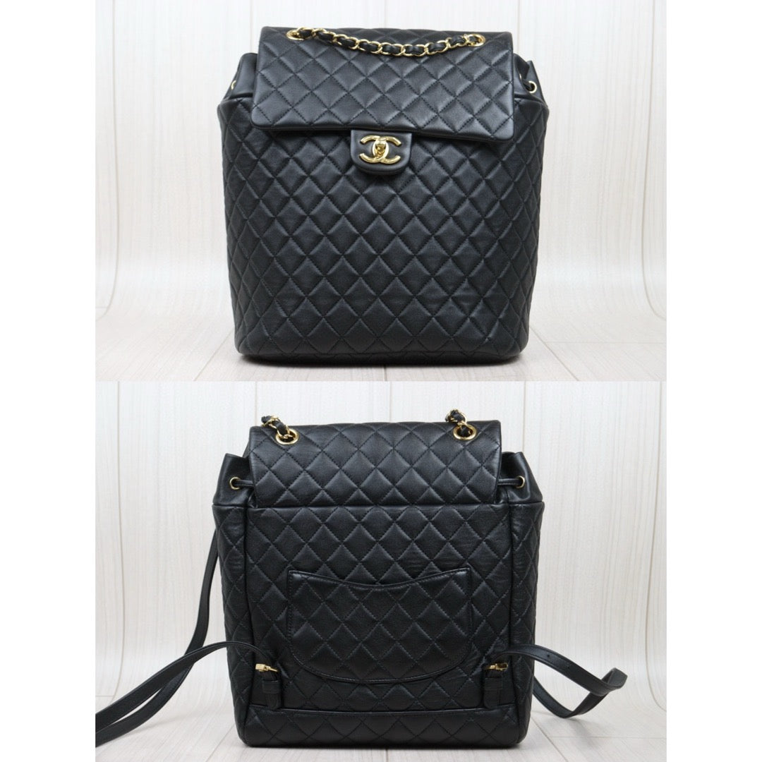 Very Good ( Rank A) ｜ CHANEL Calf Leather Chain Backpack Black Made in 2019 Year｜S25012701