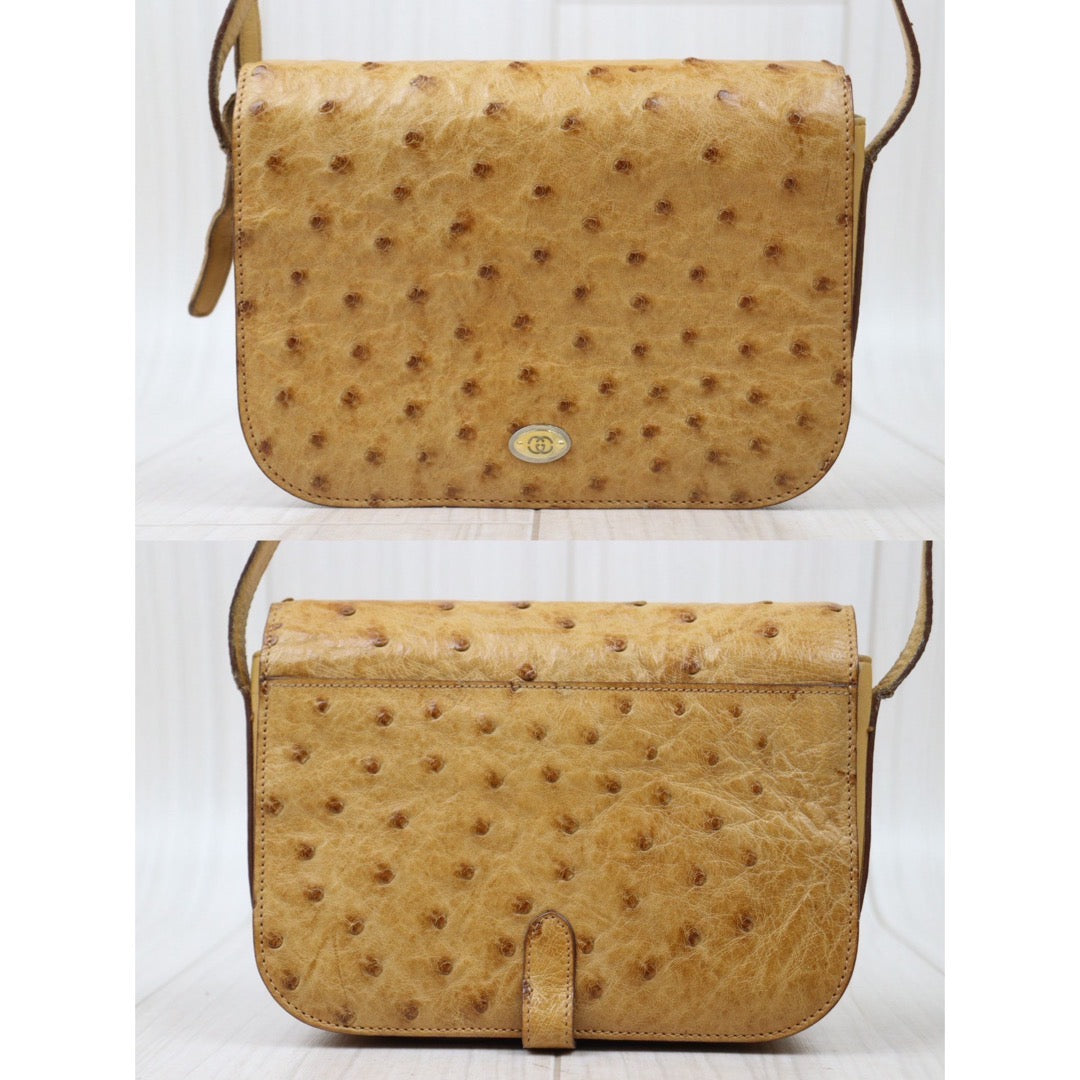 Rank AB ｜ GUCCI Vintage Ostrich Skin Shoulder Bag  ｜S24061725