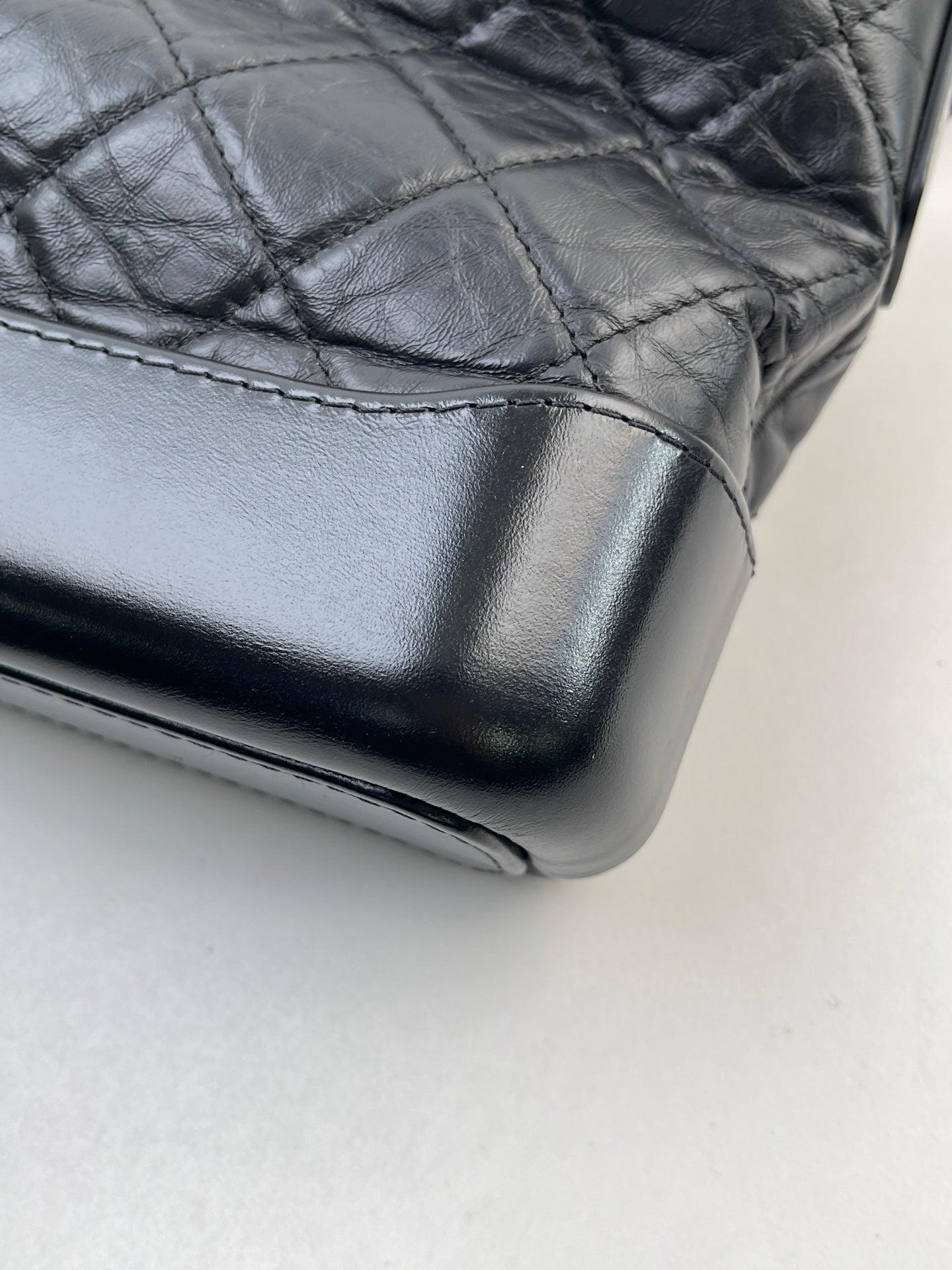 CHANEL PM Gabrielle Calf Leather Handbag Shoulder Bag Black