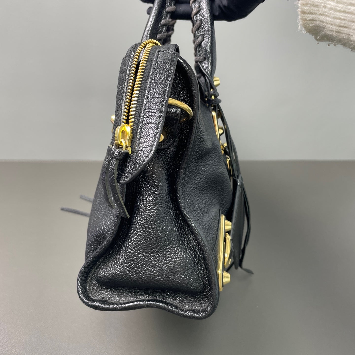 Very Good ( Rank A)｜Balenciaga Goatskin edge Mini Classic City Haze Black HandBag Shoulder Bag