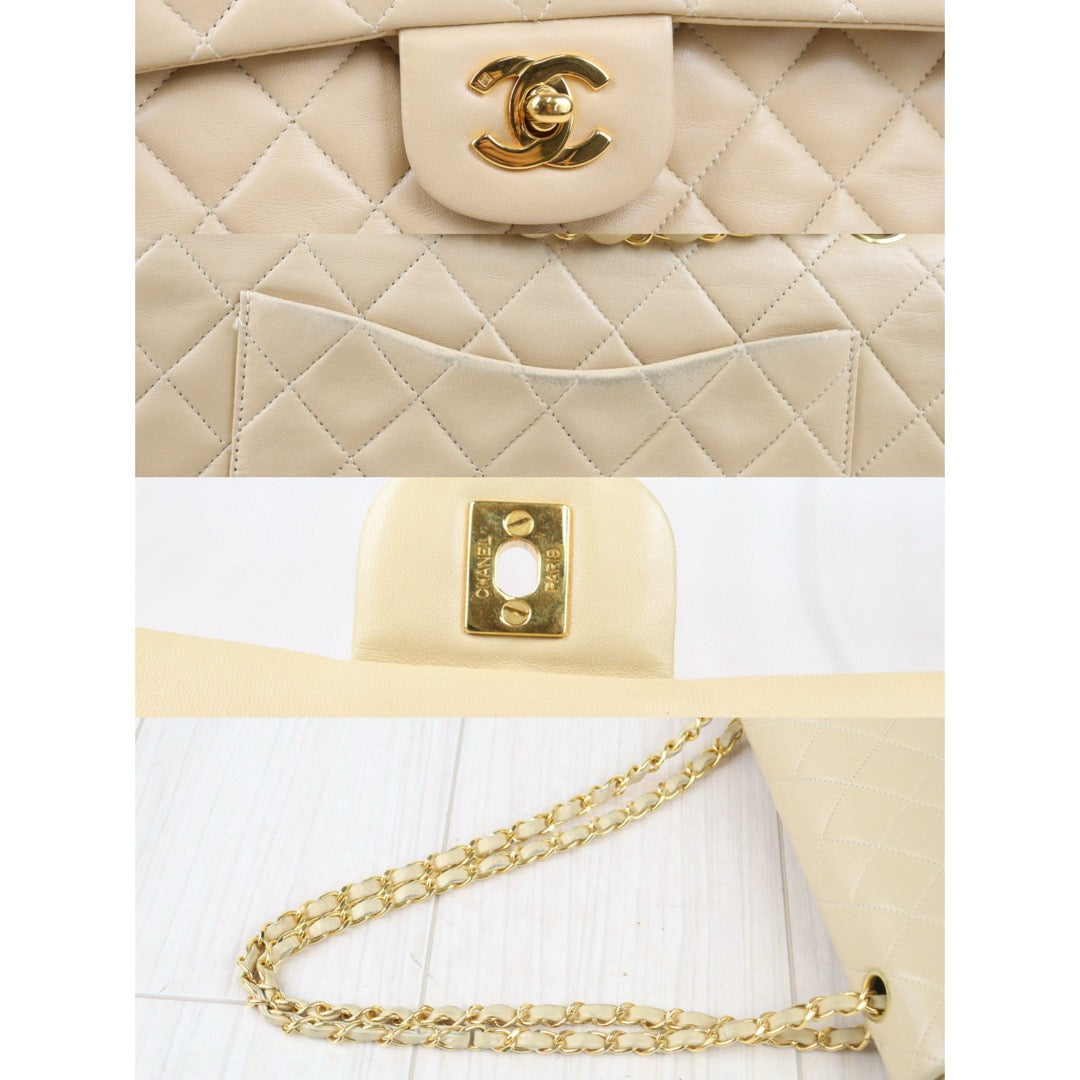 Good ( Rank AB)｜ CHANEL  Lamb Skin Beige Double Flap 25 Shoulder Bag Made in 1996-1997 Year ｜P24083012