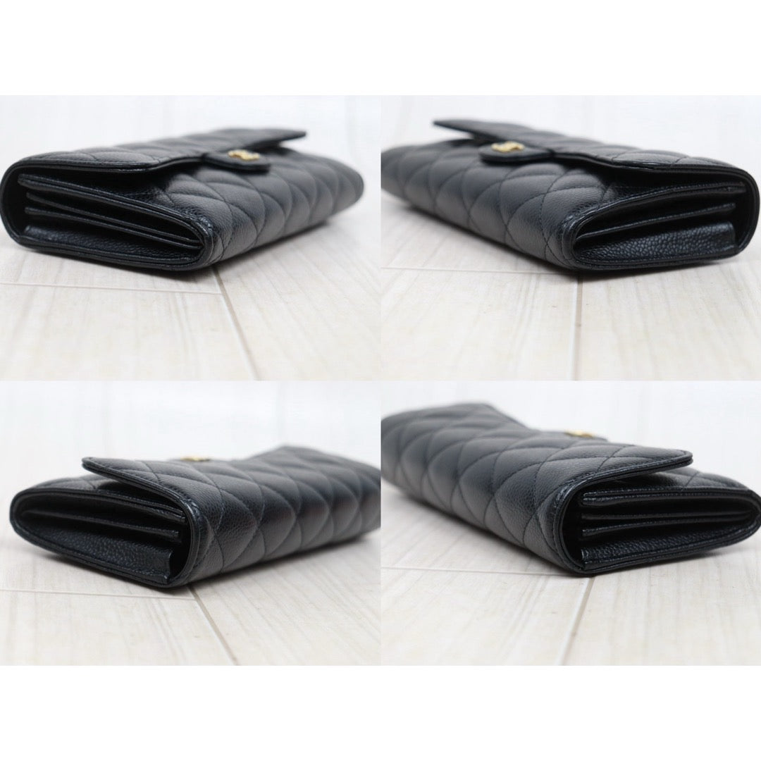 Very Good ( Rank A) ｜Chanel Caviar Skin Black  Wallet Made In 2016-2017 Year ｜V25102105