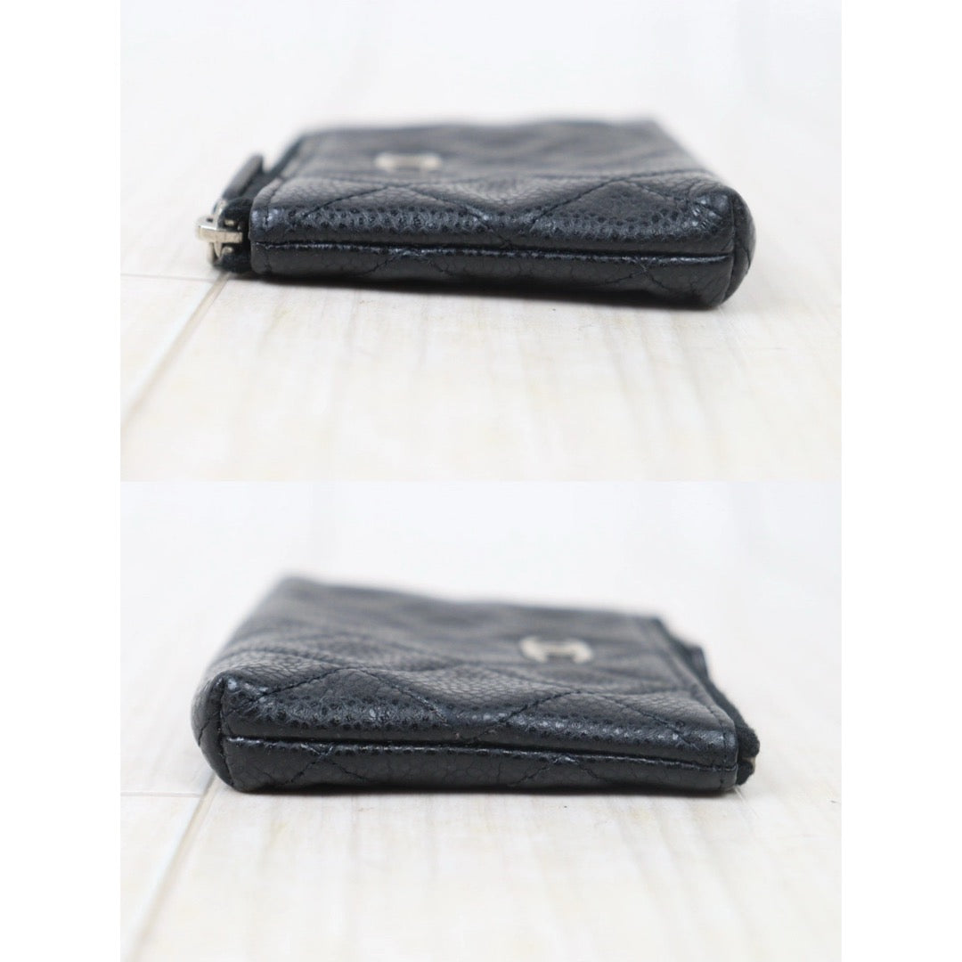 Good ( Rank AB) ｜CHANEL Matrasse Caviar Skin Card Holder Black Made In 2012-2013 Year｜V24101016