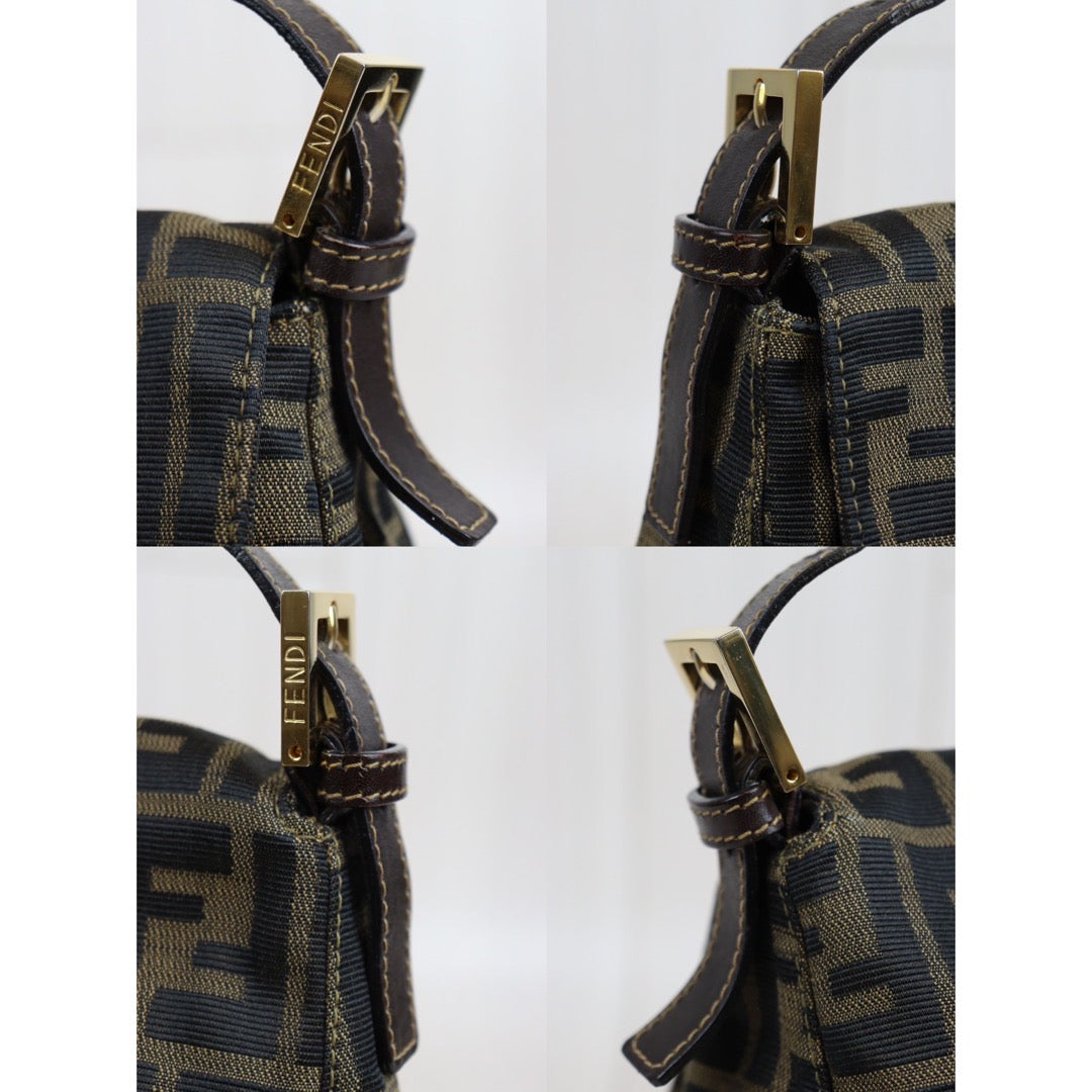 Rank A｜ FENDI Zucca Mamma Baguette Shoulder Bag Gold Hardware｜23112107