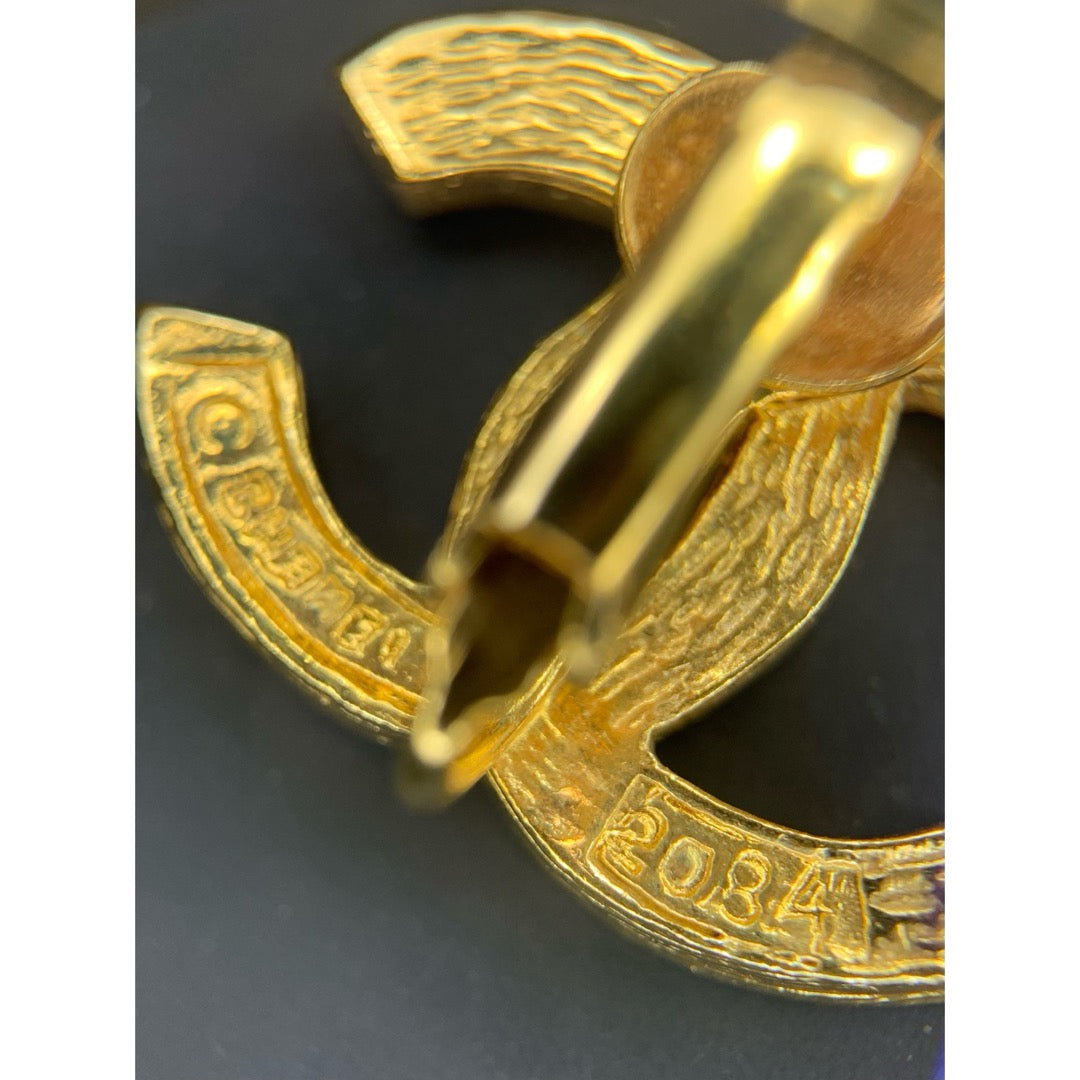 Include Authentic Detective Certificate of Authenticity｜Very Good ( Rank A) ｜ CHANEL  Coco Mark Golden Plated Rhinestone  Earrings ｜26062607