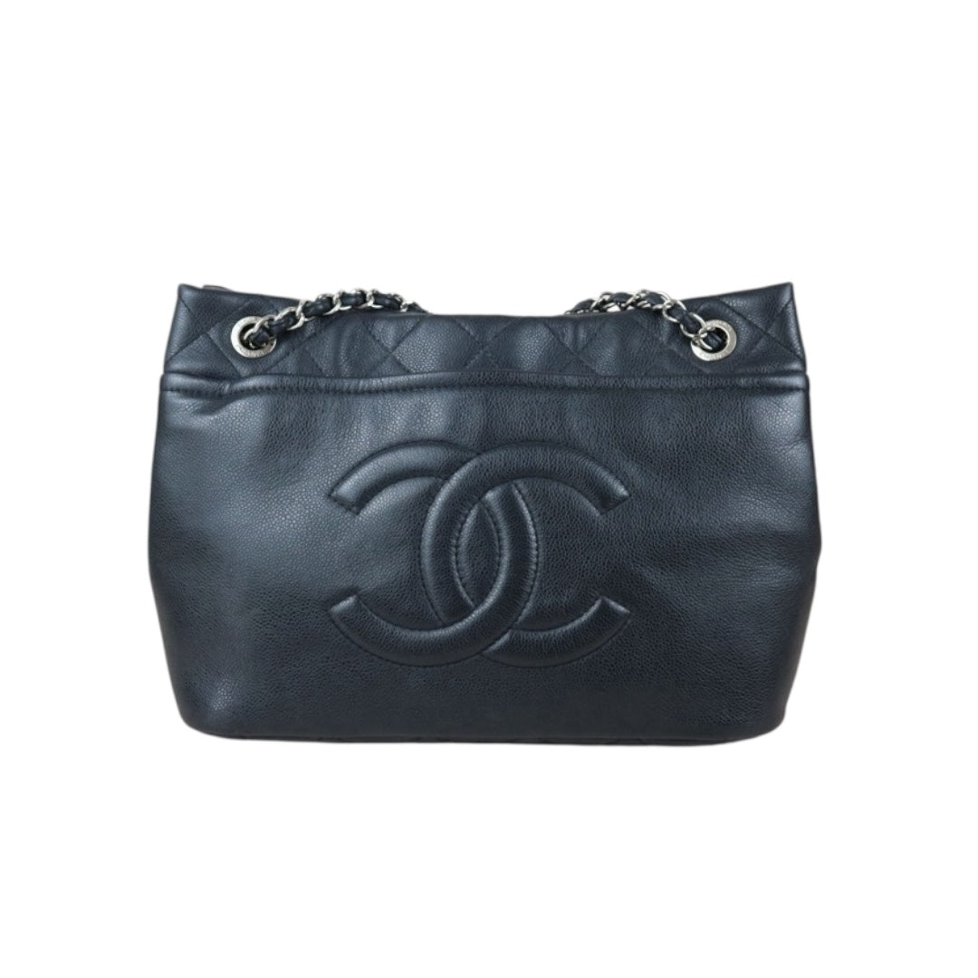Include Entrupy Certificate of Authenticity｜Good ( Rank AB)｜ CHANEL Matrasse Caviar Skin Black  Chain Tote Bag Made In 2010-2011Year｜X26051805