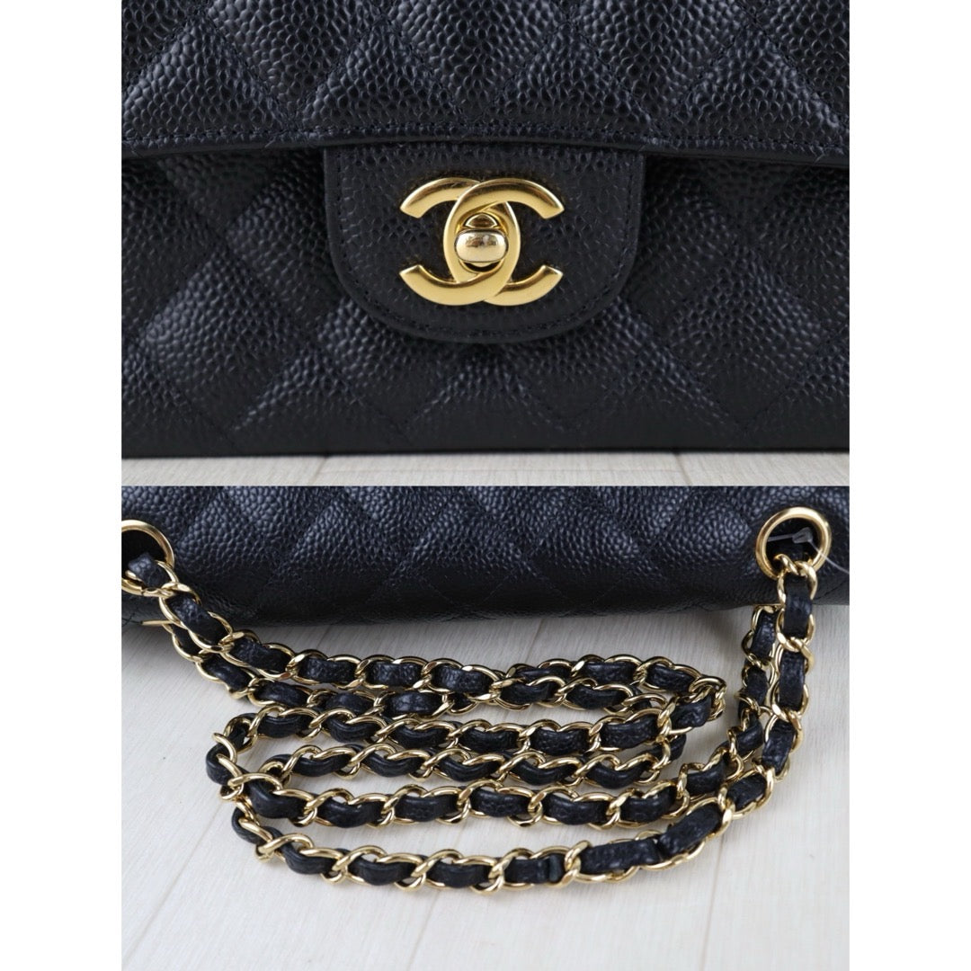 Include Entrupy Certificate of Authenticity｜Very Good ( Rank A)｜ CHANEL Caviar Skin Calf Leather Chain Double Flap 25 Shoulder Bag  Black Made In 2013-2014Year｜S26072602