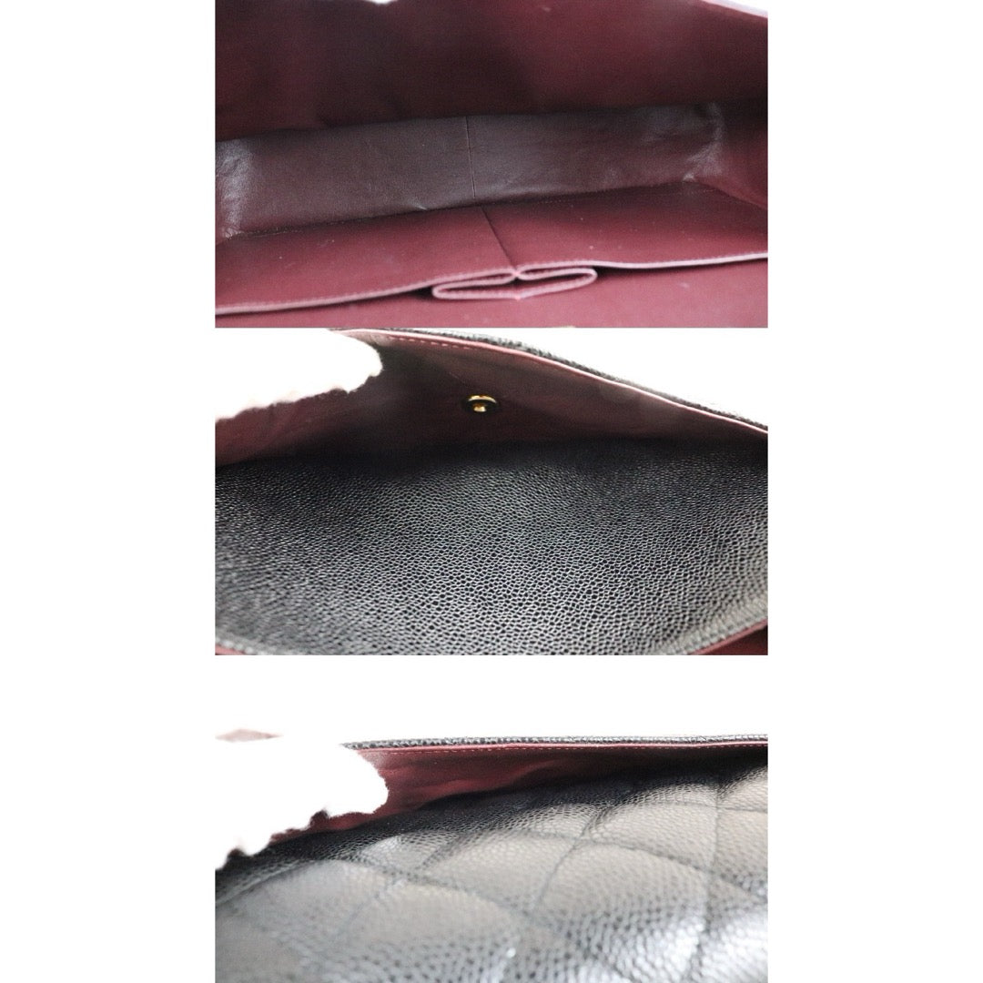 Include Entrupy Certificate of Authenticity｜Very Good ( Rank A)｜ CHANEL Matrasse Chain Caviar Skin Jumbo Black  Made In 2010-2011 Year｜S26080102