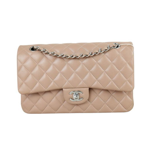 Include Entrupy Certificate of Authenticity｜Very Good ( Rank A)｜ CHANEL Lamb Skin Leather Chain Double Flap 25 Shoulder Bag  Nude Made In 2018Year｜S26082201