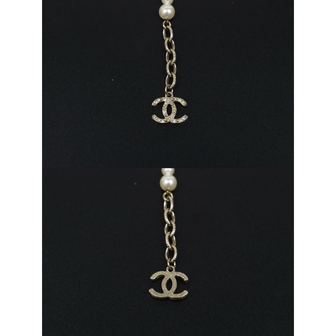 Very Good ( Rank A)｜ CHANEL Coco Mark Camellia Pearl Rhinestone  Necklace｜S25110439