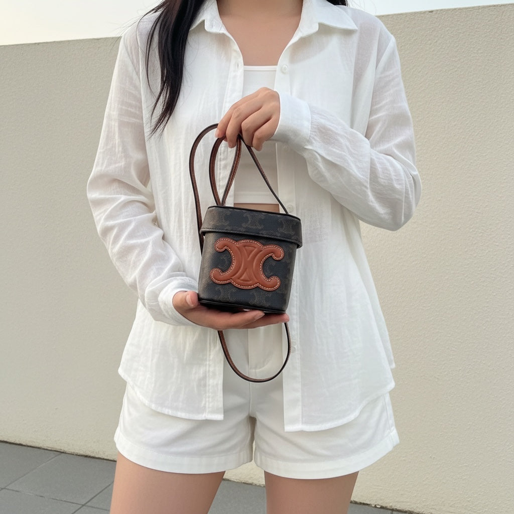 Include Entrupy Certificate of Authenticity｜Very Good ( Rank A)｜ CELINE Macadam Box Triomphe Shoulder Bag ｜S26071504