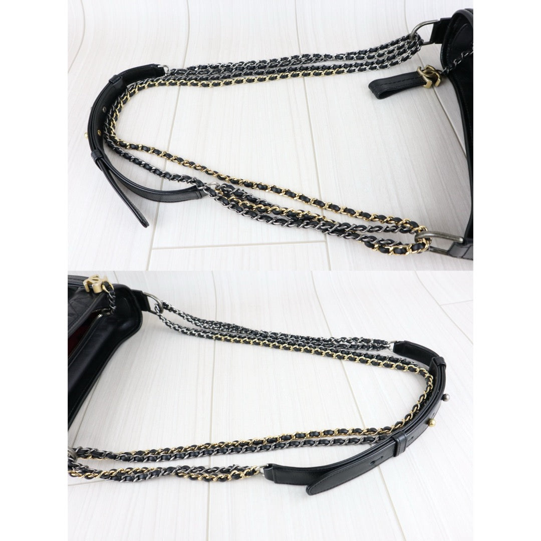 Very Good ( Rank A) ｜CHANEL MM Gabrielle Aged Calfskin Shoulder Bag Black IC Chips Model｜S25102901