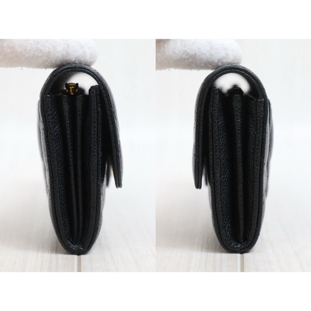 Include Entrupy Certificate of Authenticity｜Good ( Rank AB) ｜CHANEL Caviar Skin Black Long Wallet Made In 2019-2020Year｜26052805