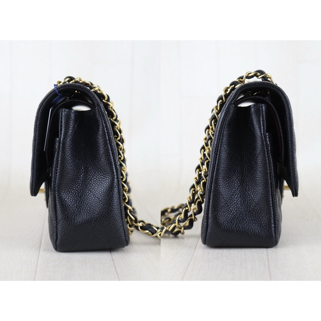 Include Entrupy Certificate of Authenticity｜Very Good ( Rank A)｜ CHANEL Caviar Skin Matrasse Chain Double Flap 25 Shoulder Bag  Black Made In 2014Year｜S26072546