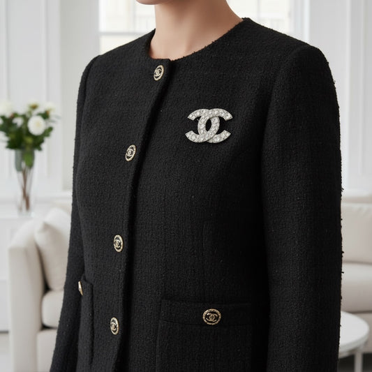 Include Authentic Detective Certificate of Authenticity｜Very Good ( Rank A)｜ CHANEL A12W Coco Mark Rhinestone Brooch Made In 2012Year ｜26052008