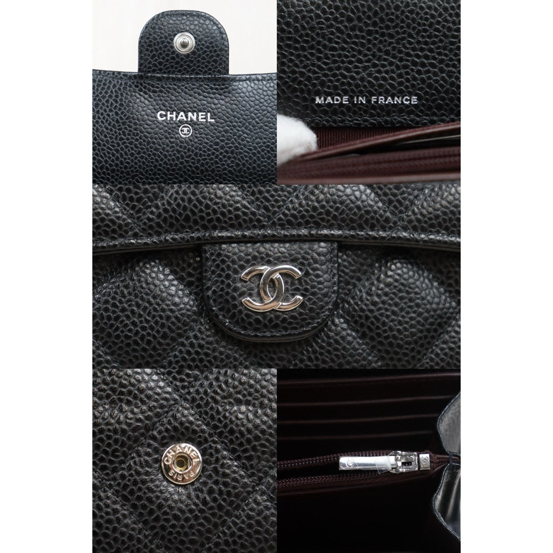 CHANEL  Excellent（Rank SA）｜CHANEL Caviar Skin Black Long Wallet Made In 2019 - 2020 Year｜24122302