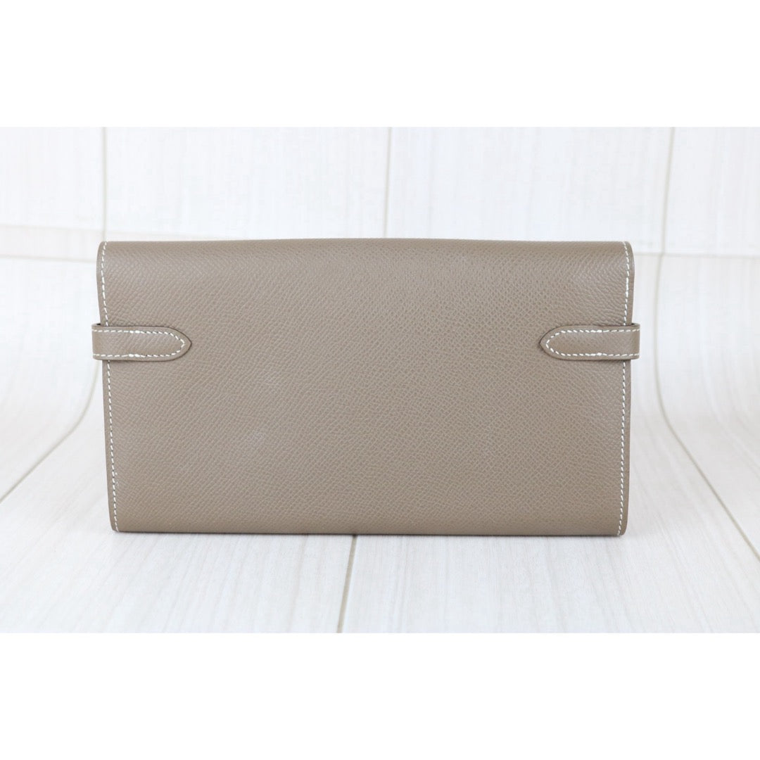 Include Entrupy Certificate of Authenticity｜Good ( Rank AB)｜ HERMES Epsom Kelly Wallet Etoupe Gray X Stamp Made In 2016Year｜X26051704
