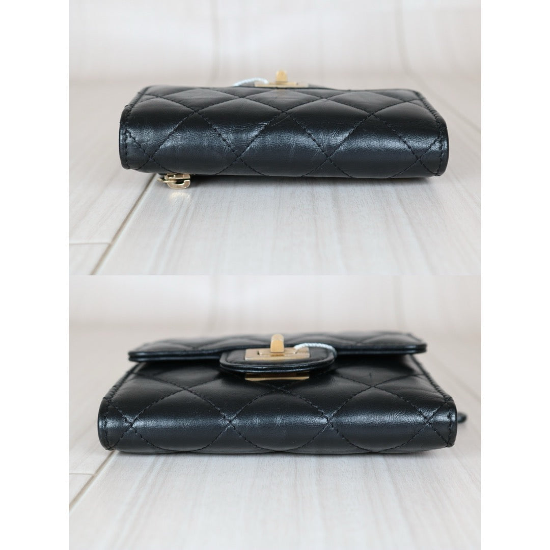 Very Good ( Rank A) ｜CHANEL 2.55 Aged Calfskin Black Wallet Made In 2018-2019 Year｜X24090302