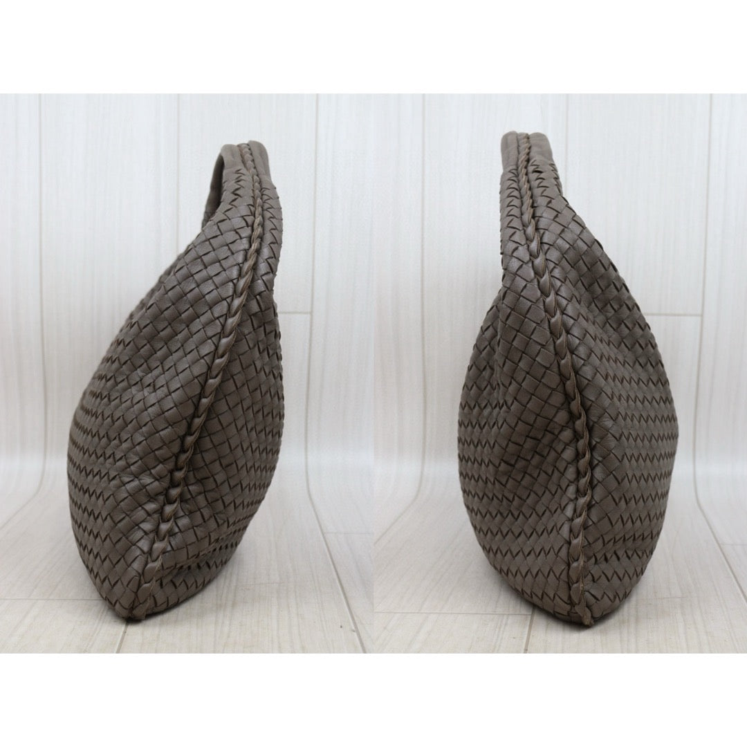 Very Good ( Rank A)｜ Bottega Veneta Lamb Skin Braid Shoulder Bag Gray｜H25052511