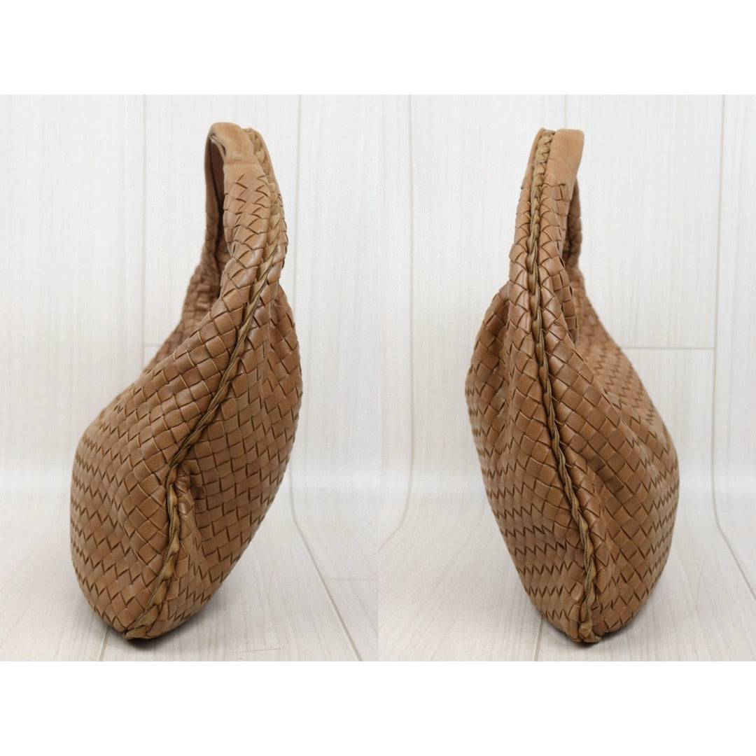 Good ( Rank AB)｜ Bottega Veneta Lamb Skin Braid Shoulder Bag Brown｜V25042416