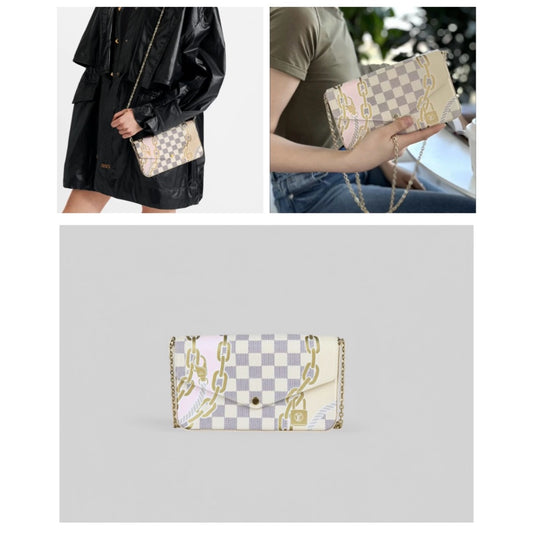 Excellent（Rank SA）｜ LV Damier Azur Nautical Pochette Felicie Shoulder Bag｜X25012704