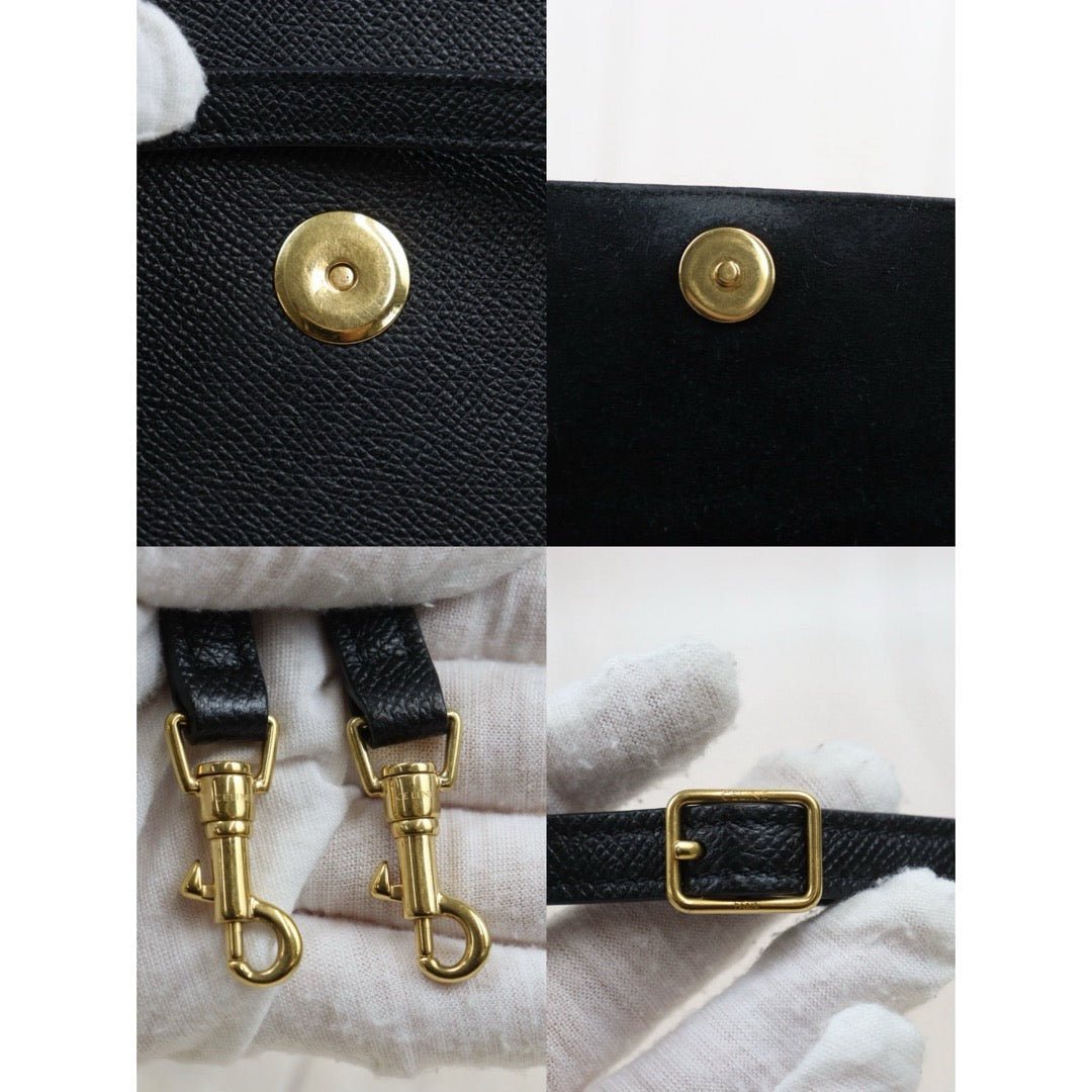 Very Good ( Rank A)｜CELINE Calf Leather Belt Nano Handbag Shoulder Bag Black｜25103108