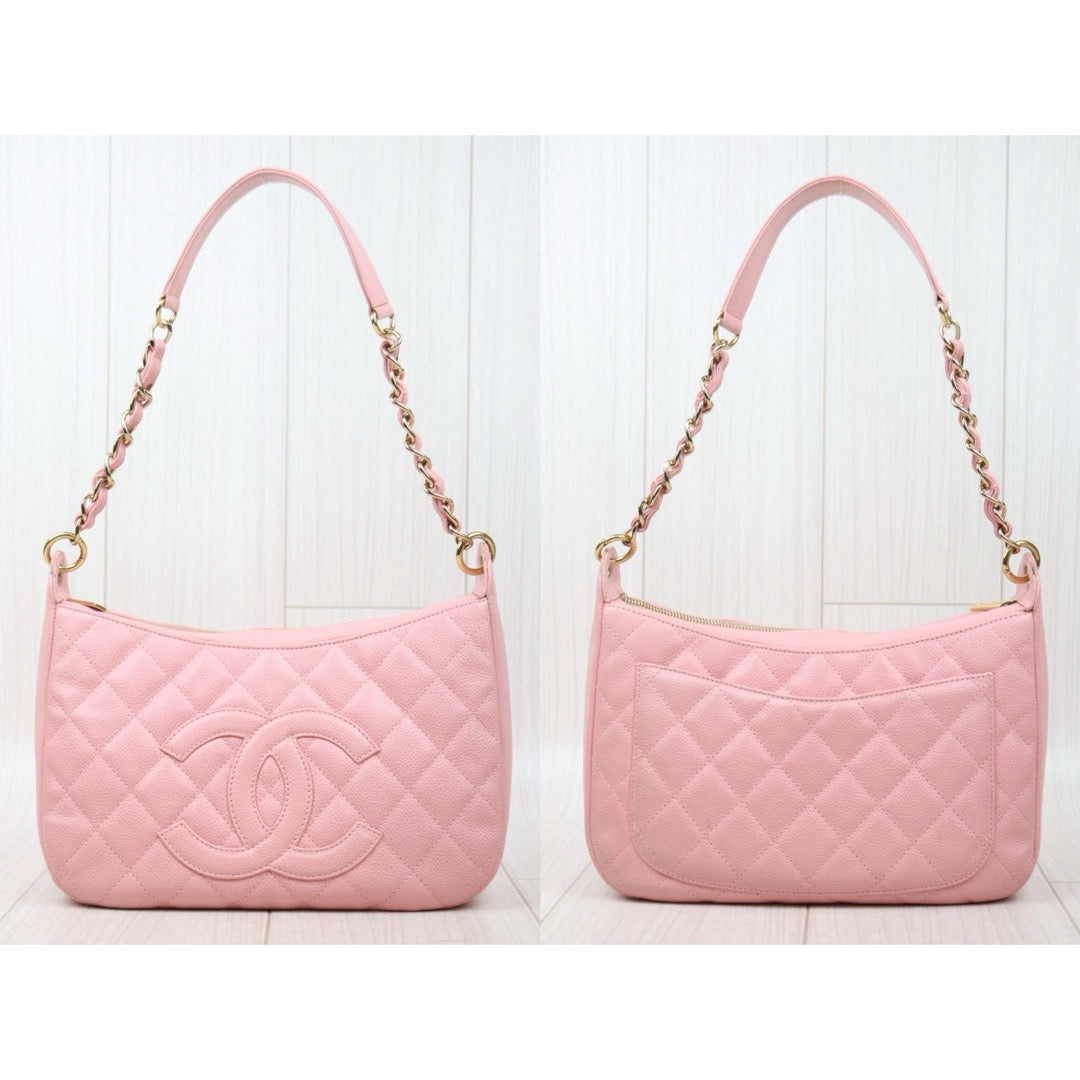 Very Good ( Rank A)｜ CHANEL Half Moon Shoulder Bag Pink Made In 2003-2004 Year ｜V24122602