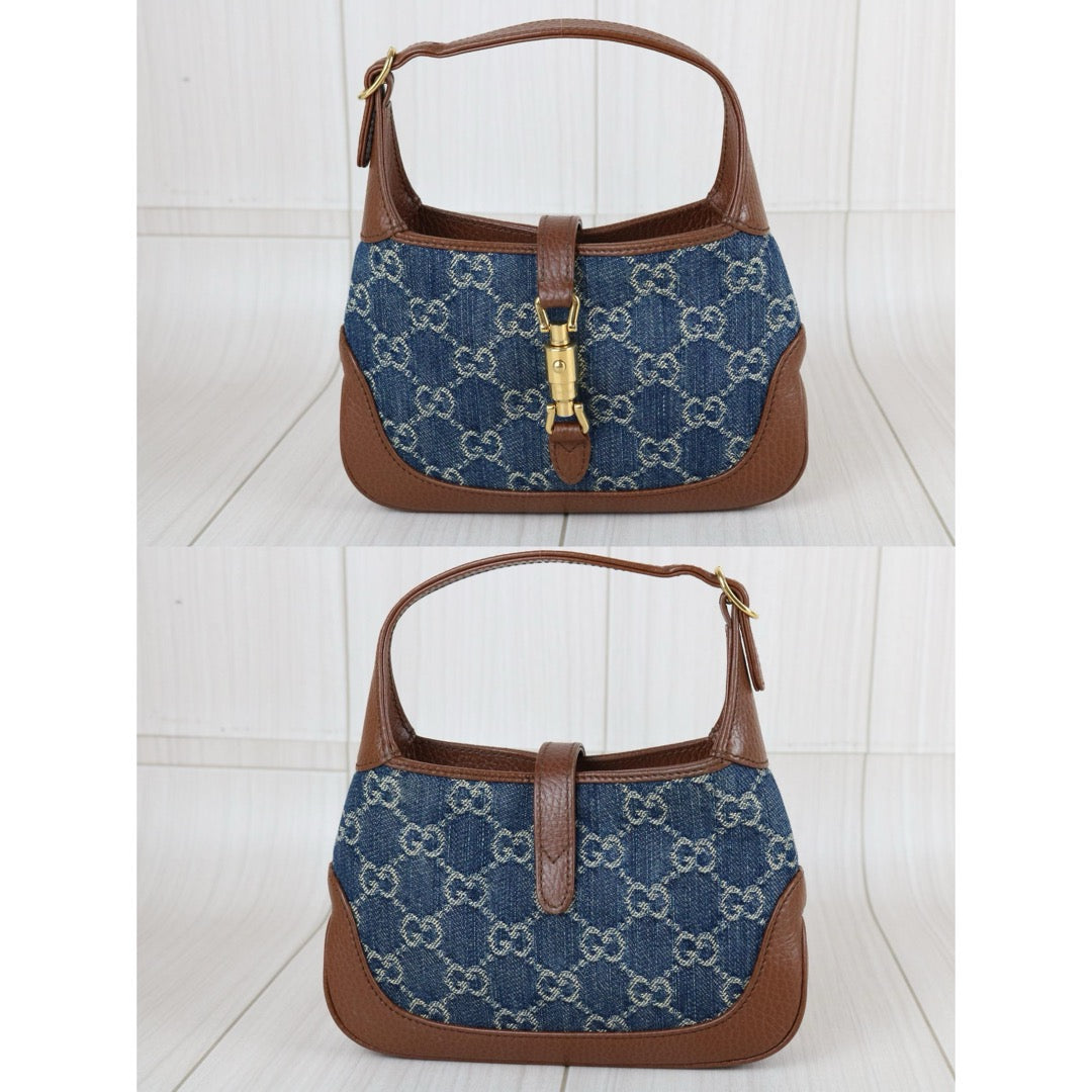 Include Entrupy Certificate of Authenticity｜Very Good ( Rank A) ｜  GUCCI  Monogram Denim Leather Piecing Mini Jackie Handbag With Shoulder Strap｜S26070604