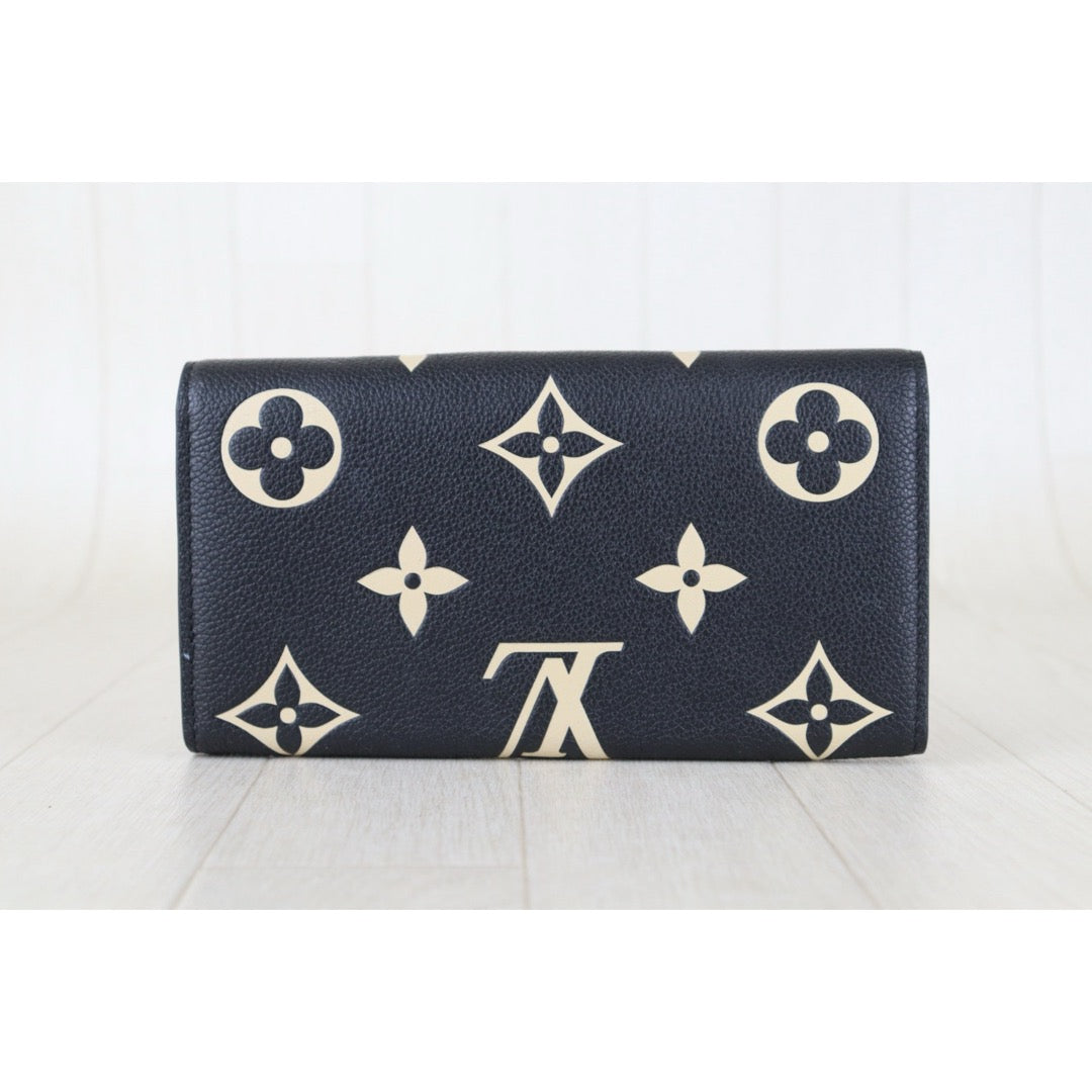 Official price: ¥147,400 JPY ｜ Include Entrupy Certificate of Authenticity｜Very Good ( Rank A)｜ Louis Vuitton Monogram Empreinte Long Wallet Black and Turtledove｜Z26100208