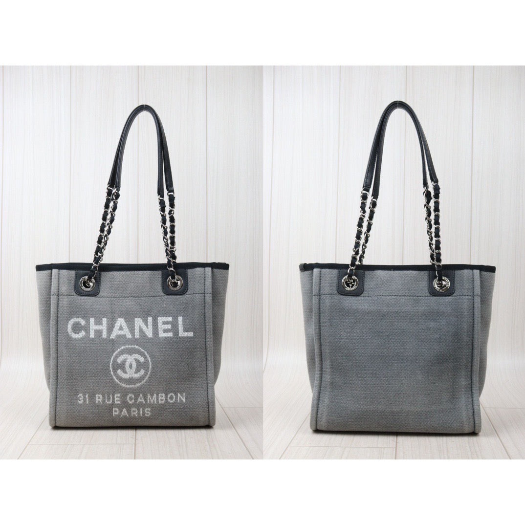 Rank A｜ CHANEL Canvas Tote Bag Gray Small Made In 2012 Year｜24050901