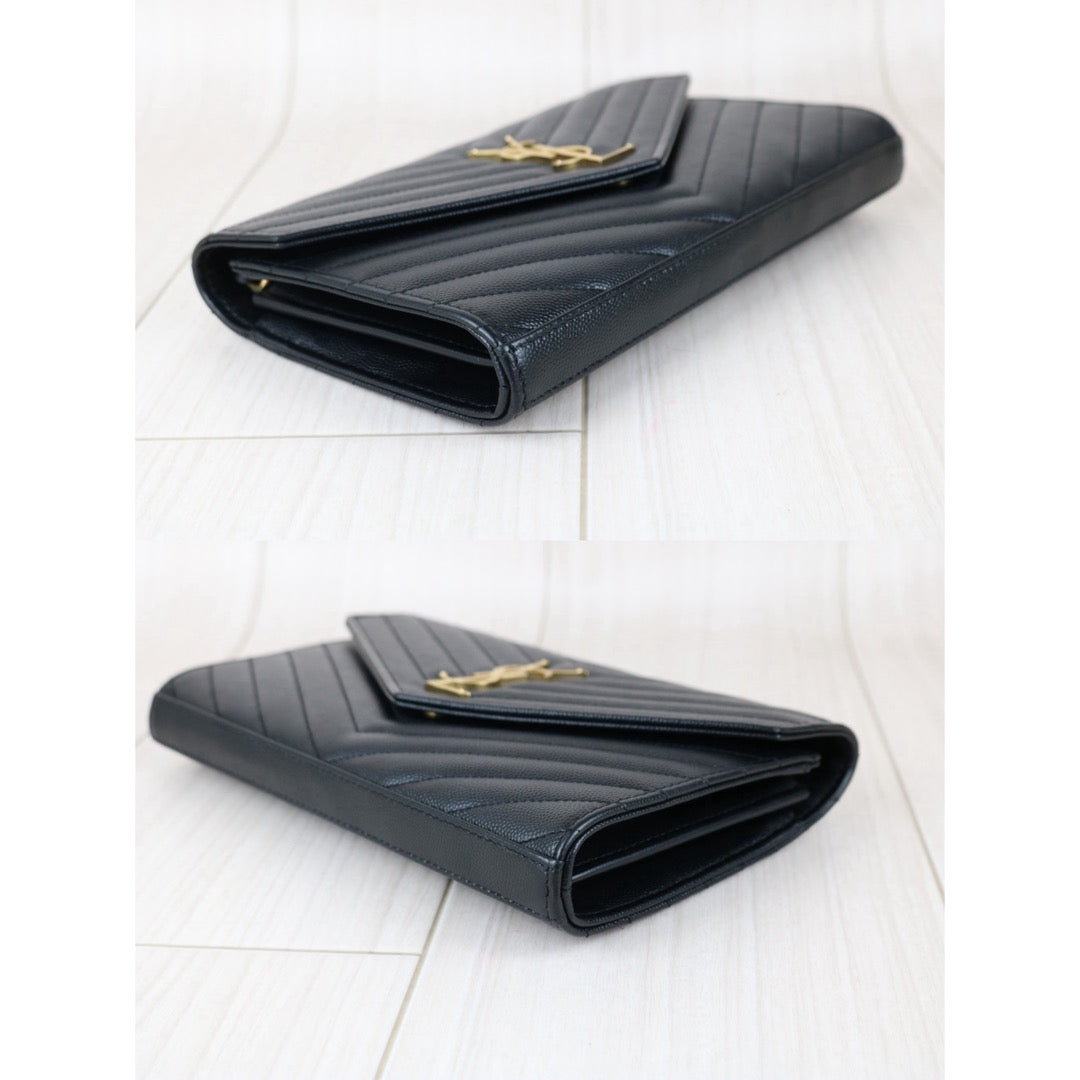 Include Entrupy Certificate of Authenticity｜Very Good ( Rank A)｜  Saint Laurent YSL Caviar Skin Shoulder Bag Black MM｜S26052501