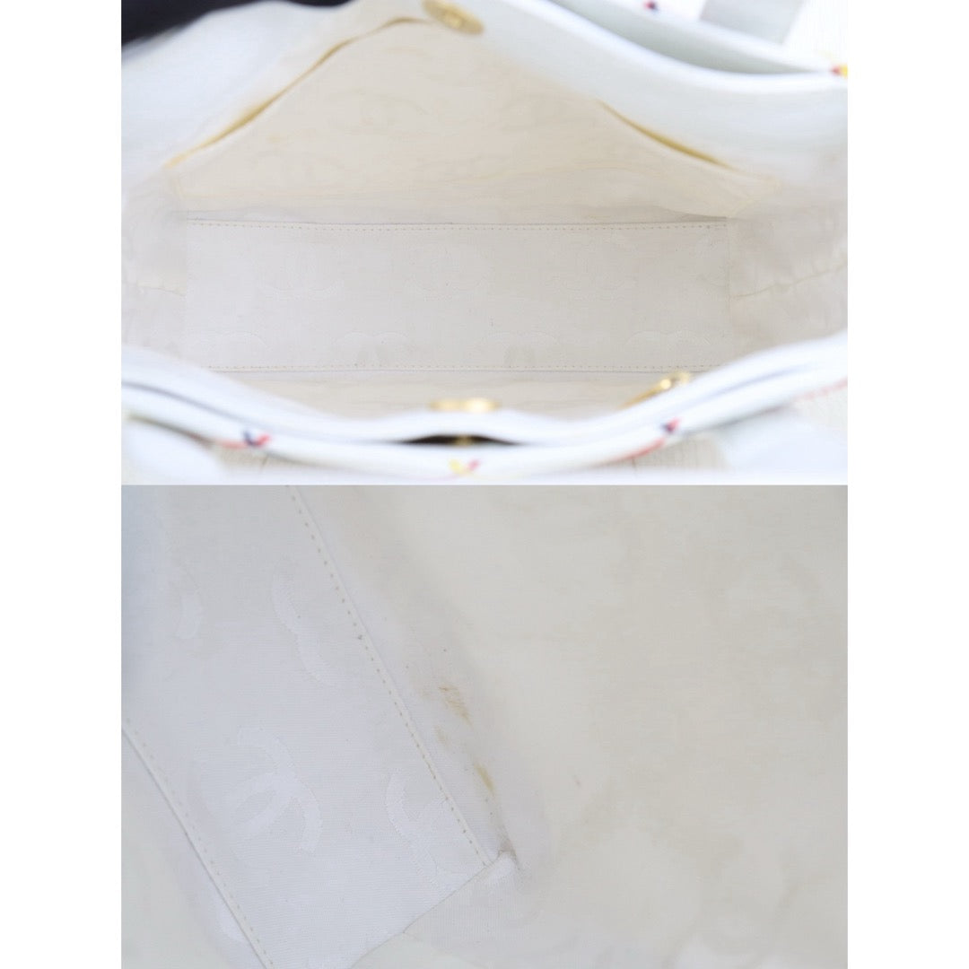 Good ( Rank AB)｜Full Set CHANEL Calf Leather Wild Ditch Hand Bag White Made In 2003～2004Year｜H25090813