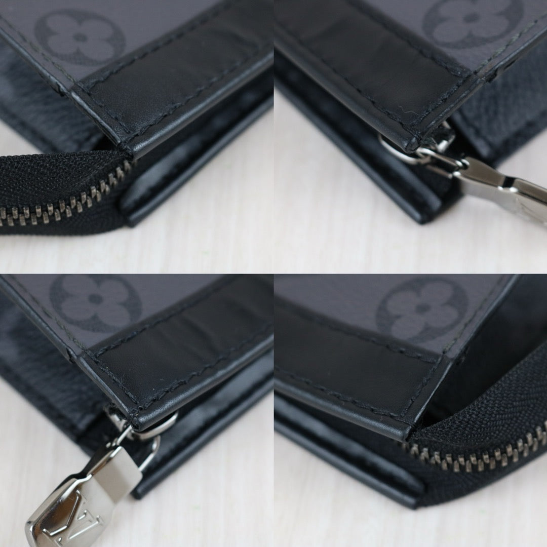 Include Entrupy Certificate of Authenticity｜Good ( Rank AB)｜Louis Vuitton Pochette Voyage MM  Pouch Black  IC Chips Model｜Z26091608
