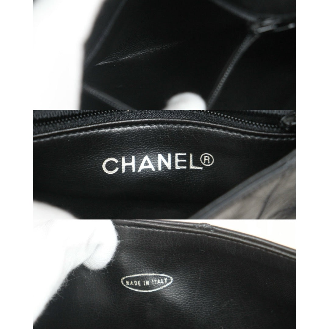 Include Entrupy Certificate of Authenticity｜Good ( Rank AB)｜ CHANEL Lamb Skin Matrasse Chain BumBag Black ｜26071502