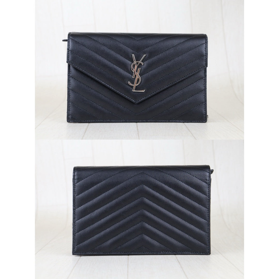 Excellent（Rank SA）｜  Saint Laurent YSL Caviar Skin Calf Leather Wallet Black｜S25092805