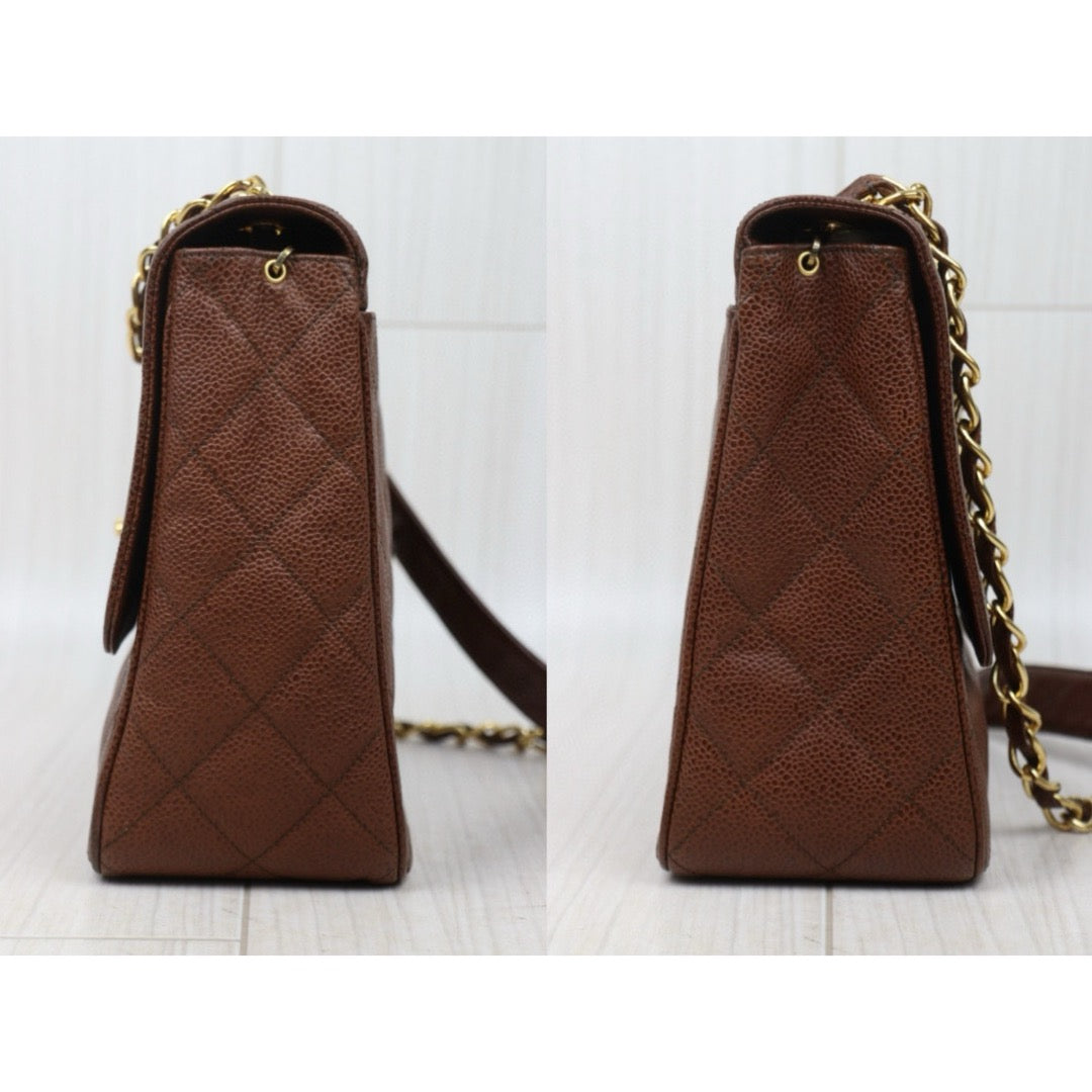 Good ( Rank AB)｜ CHANEL  Caviar Skin Leather Calf Leather Square 25 Shoulder Bag BrownMade In 1996～1997Year ｜24112818
