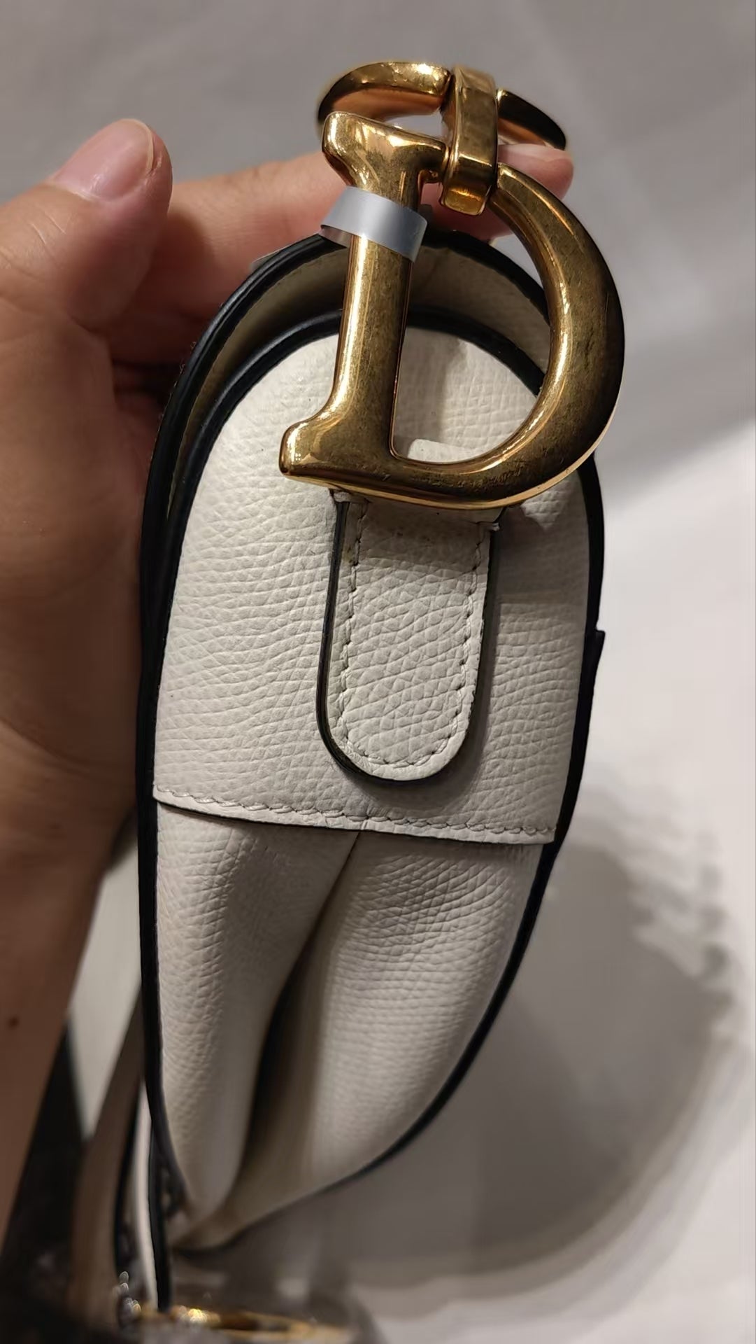 Very Good ( Rank A)｜Dior Saddle Shoulder Bag Medium White come with Entrupy Certificate of Authenticity