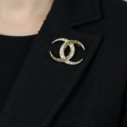 Include Authentic Detective Certificate of Authenticity｜Very Good ( Rank A)｜ CHANEL B15C Coco Mark  Rhinestone Brooch Made In 2015Year｜S26053002